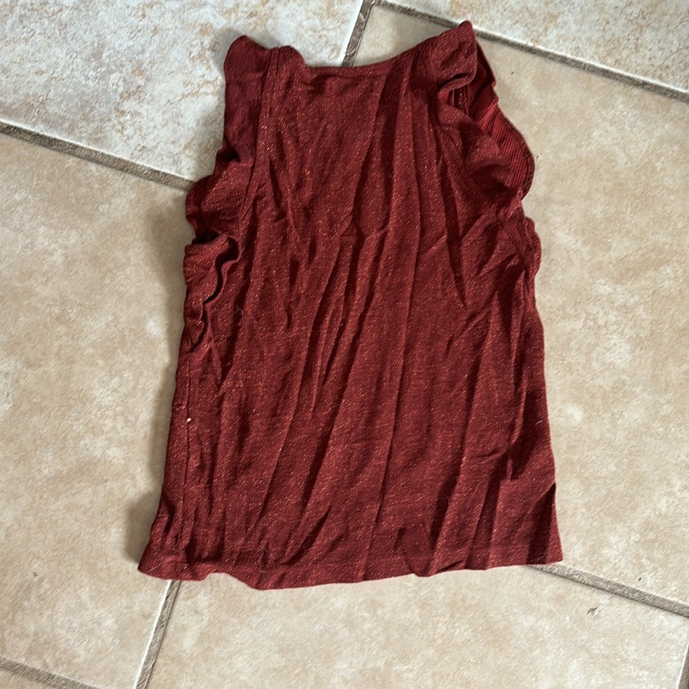 Madewell Sparkly Red Ruffle Flutter Shoulder Top - image 3